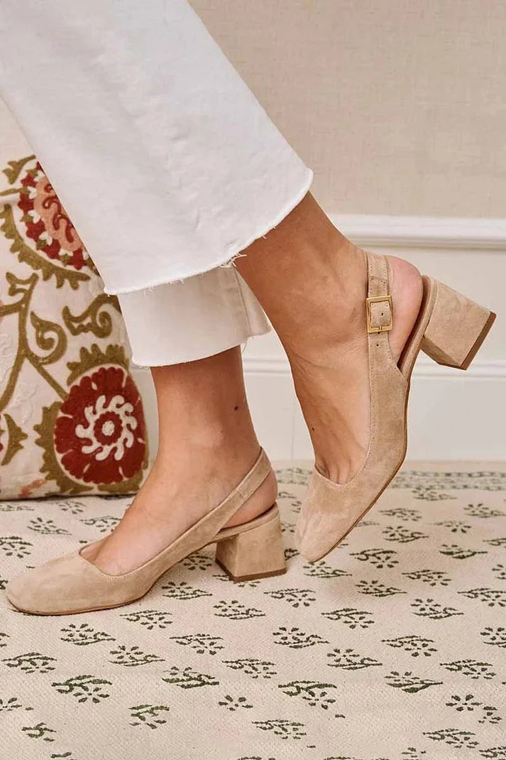 Tacones con Punta Cuadrada y Elegante Hebilla