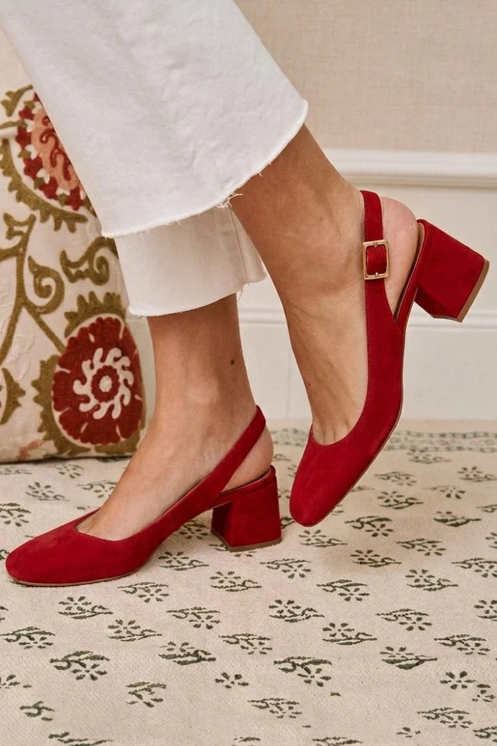 Tacones con Punta Cuadrada y Elegante Hebilla