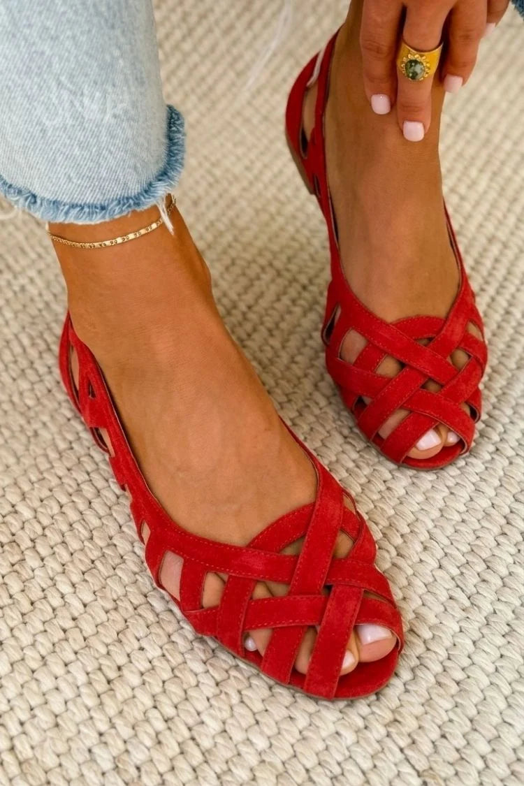 Sandalias Casuales Bajas con Punta Abierta y Tiras Cruzadas