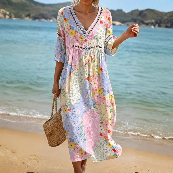 Vestido Floral de Playa Tipo Midi
