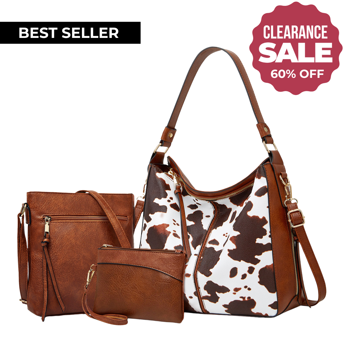Set de Bolsos de Cuero con 3 Piezas