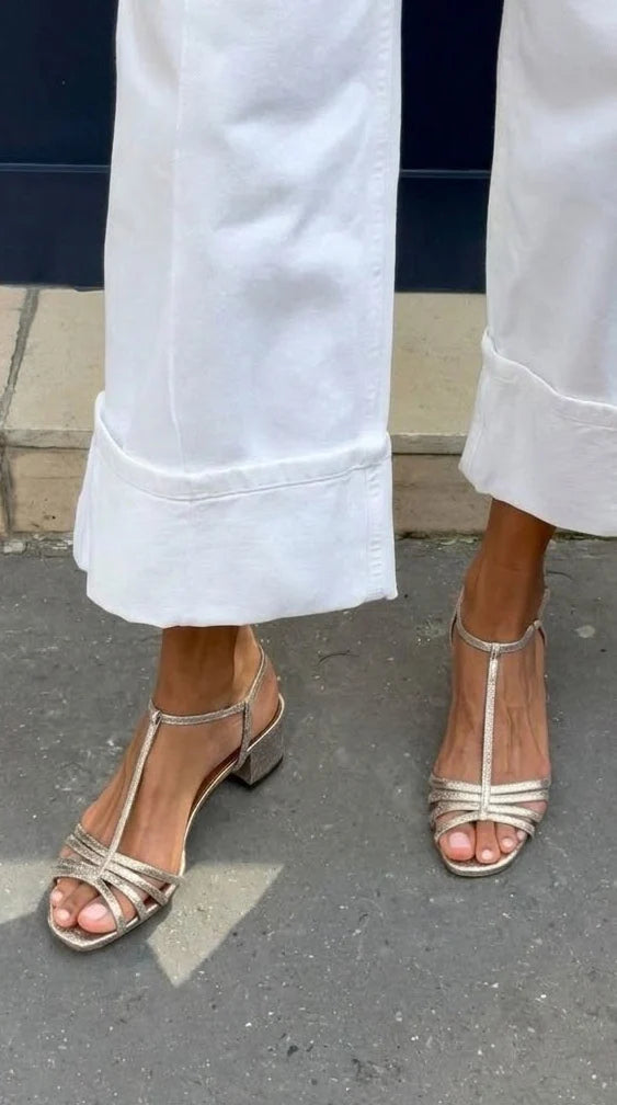 Sandalias Elegantes de Tacón Bajo
