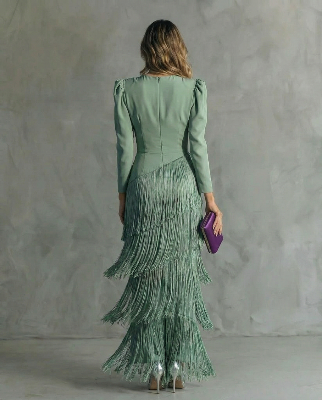 Elsa | Vestido midi con mangas de flecos