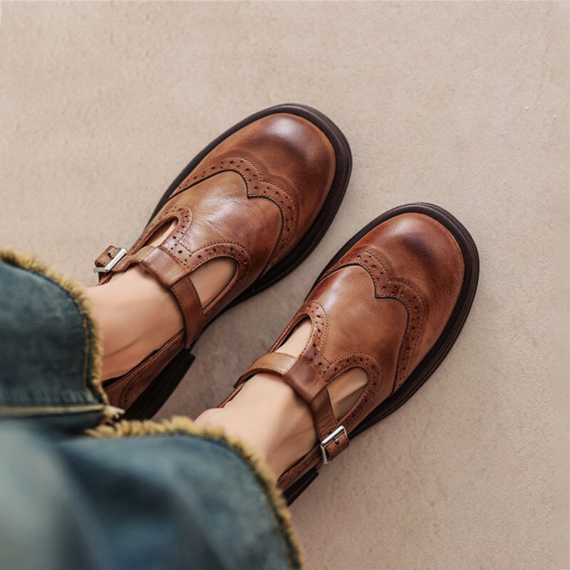Verda | Zapatos planos Mary Jane de piel vegana
