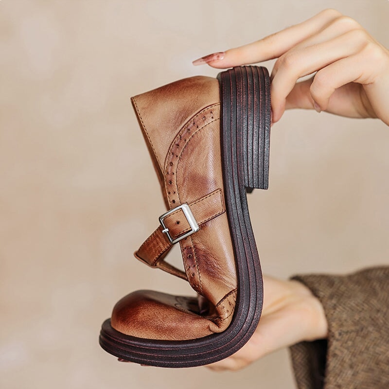 Verda | Zapatos planos Mary Jane de piel vegana