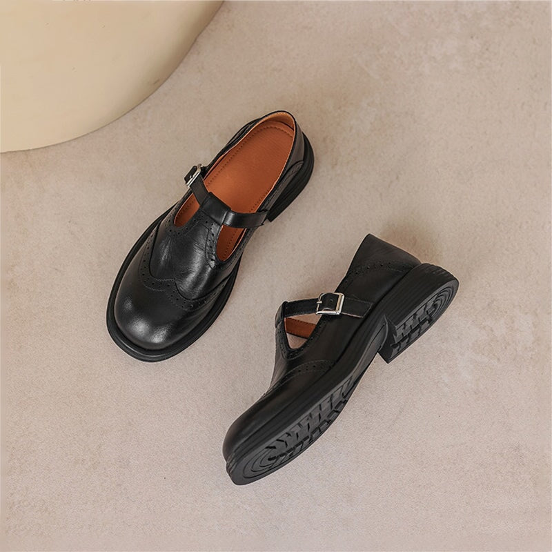 Verda | Zapatos planos Mary Jane de piel vegana