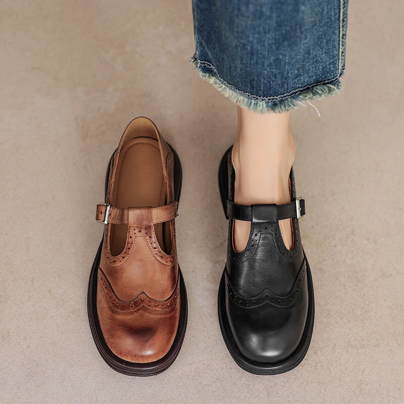 Verda | Zapatos planos Mary Jane de piel vegana