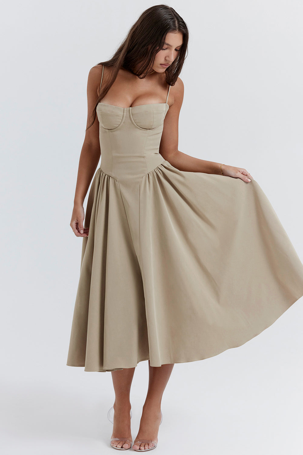 Nieves | Vestido midi estilo corsé
