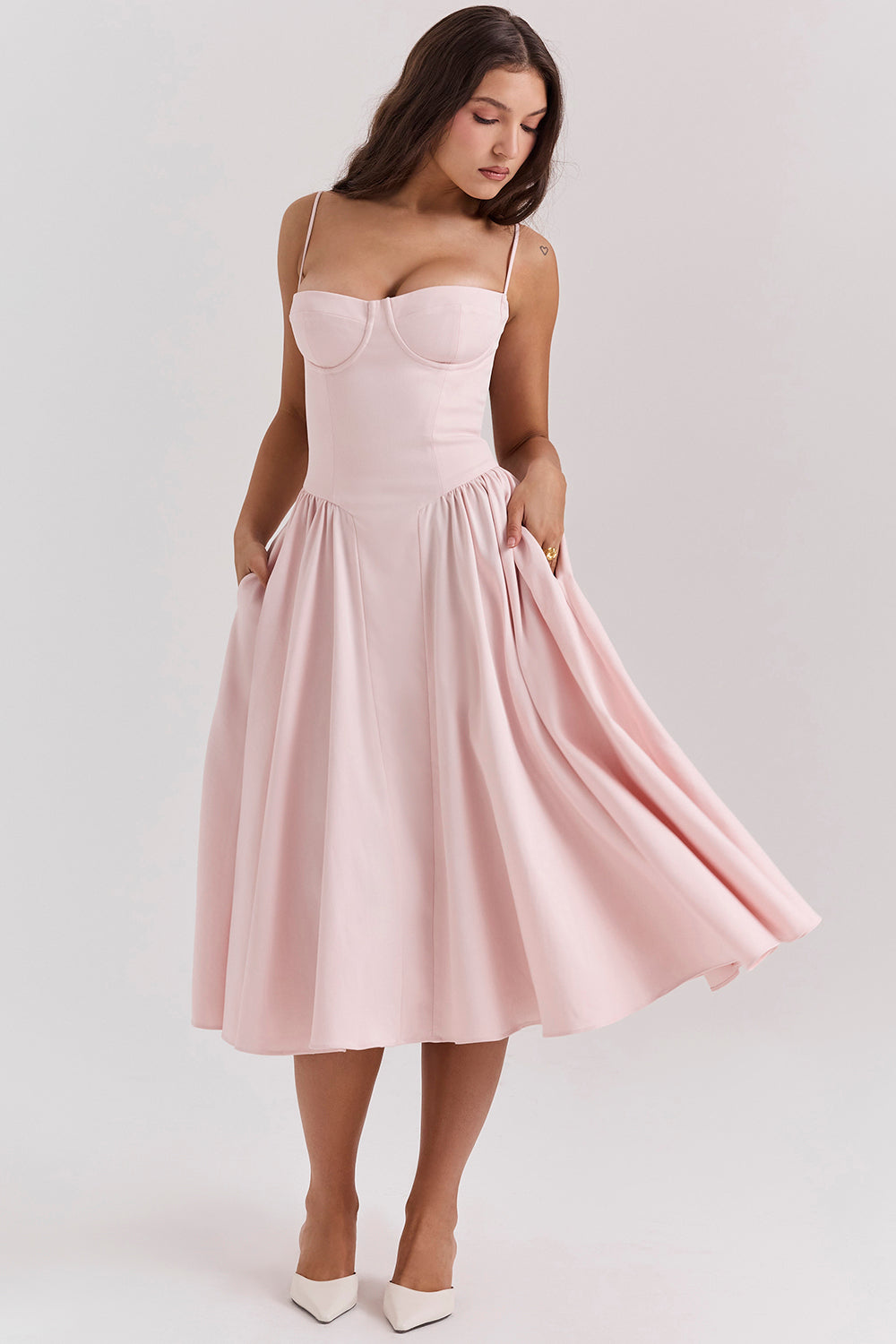 Nieves | Vestido midi estilo corsé