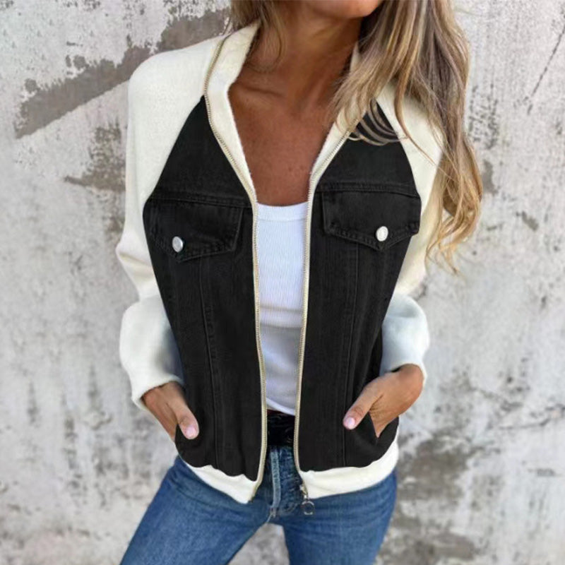 Chaqueta Vaquera con Cremallera Para Mujer