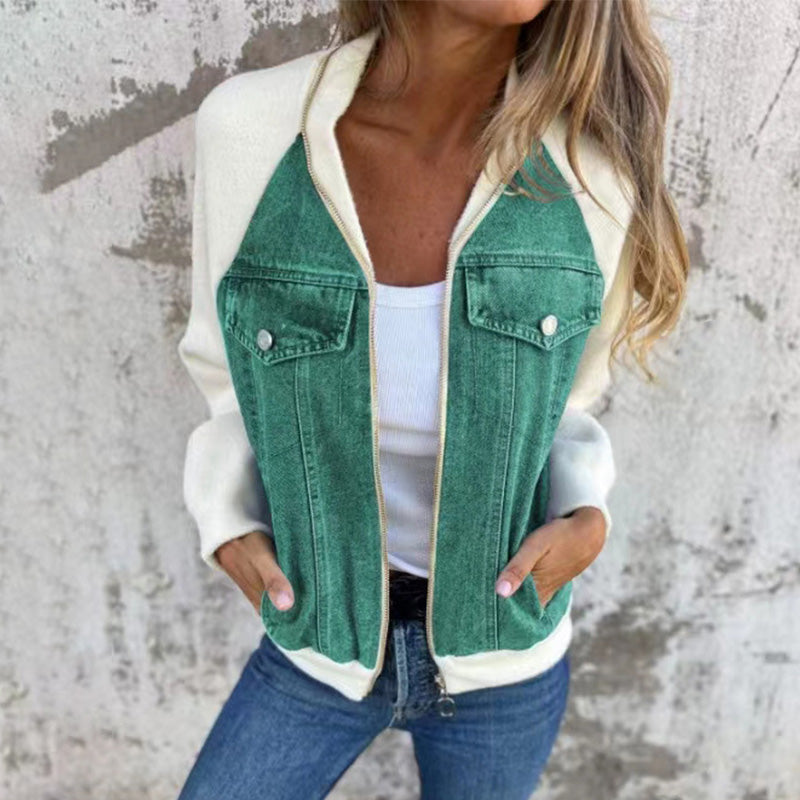 Chaqueta Vaquera con Cremallera Para Mujer