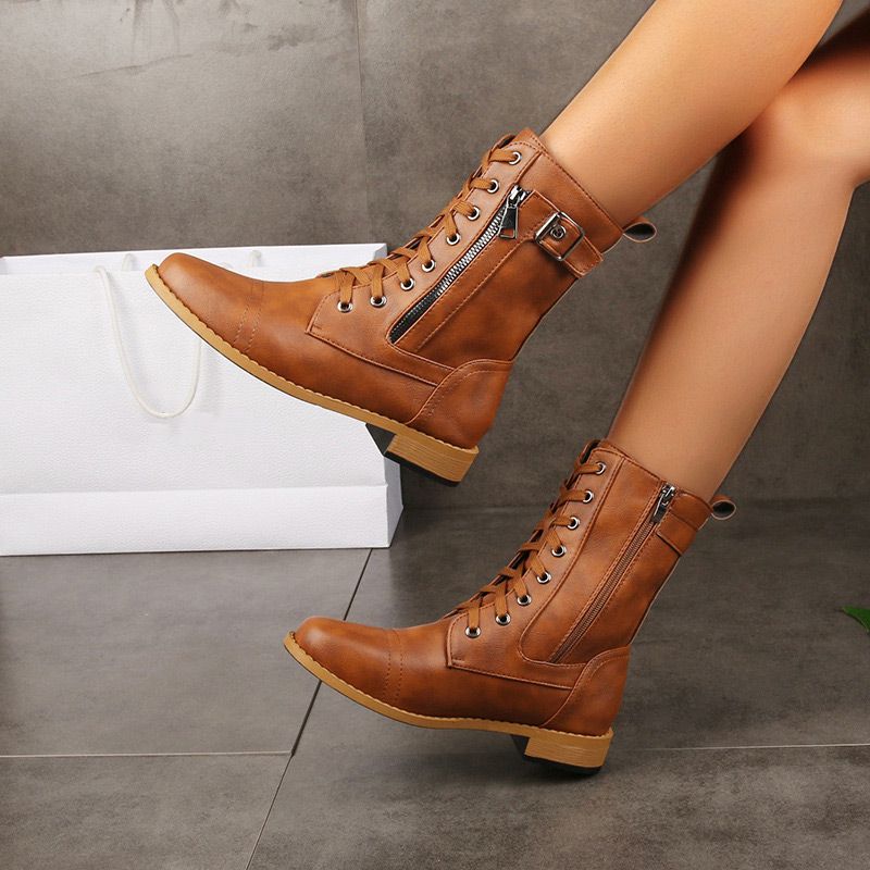 Botas Ortopédicas de Cuero y Punta Redonda