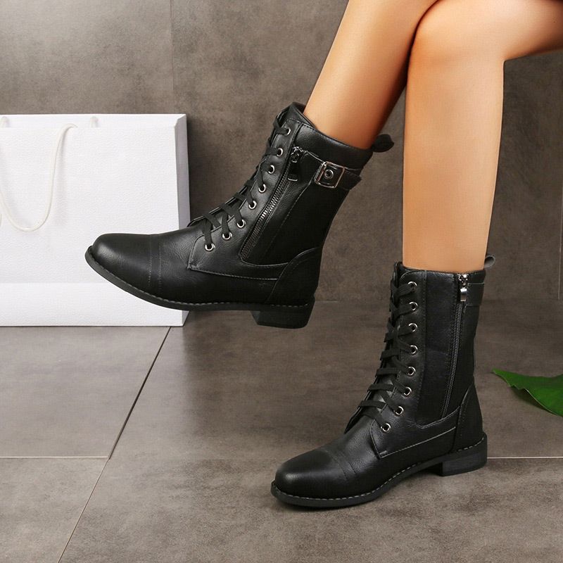 Botas Ortopédicas de Cuero y Punta Redonda