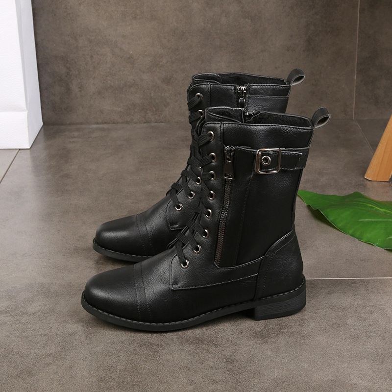 Botas Ortopédicas de Cuero y Punta Redonda
