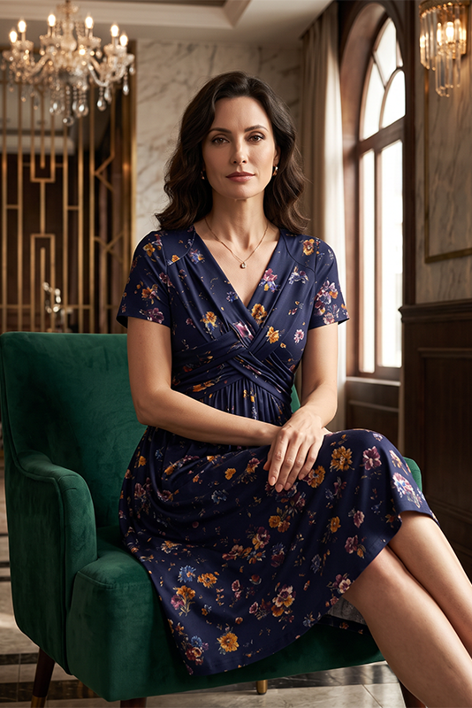Vestido Veraniego con Escote en V y Estampado Floral