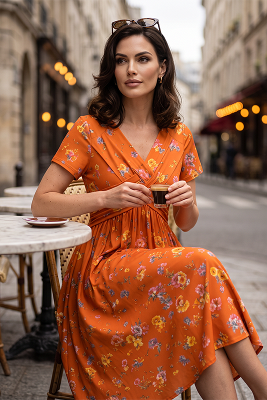 Vestido Veraniego con Escote en V y Estampado Floral
