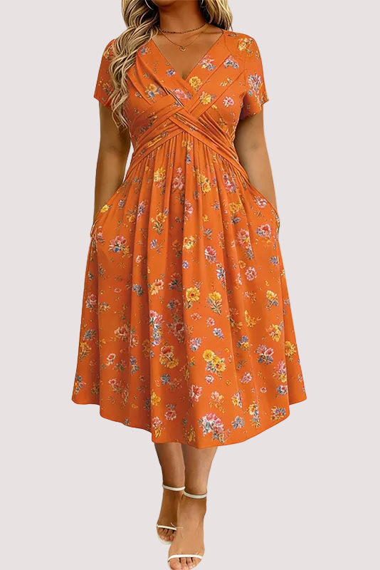 Vestido Veraniego con Escote en V y Estampado Floral