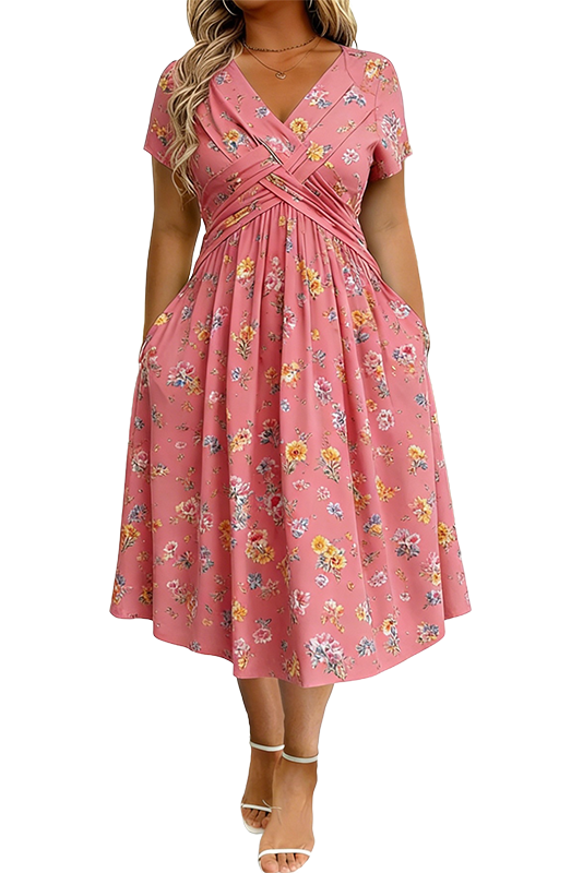 Vestido Veraniego con Escote en V y Estampado Floral