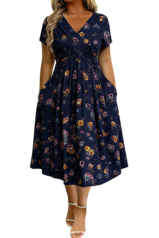 Vestido Veraniego con Escote en V y Estampado Floral