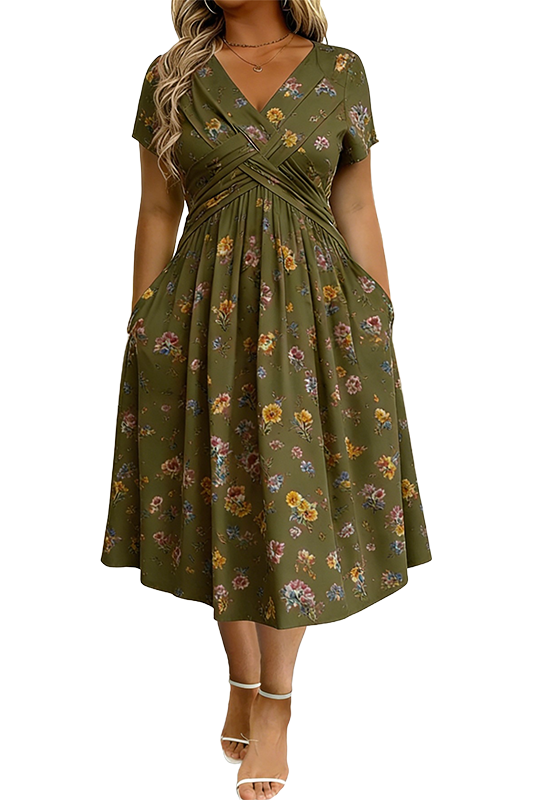Vestido Veraniego con Escote en V y Estampado Floral