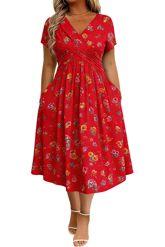 Vestido Veraniego con Escote en V y Estampado Floral